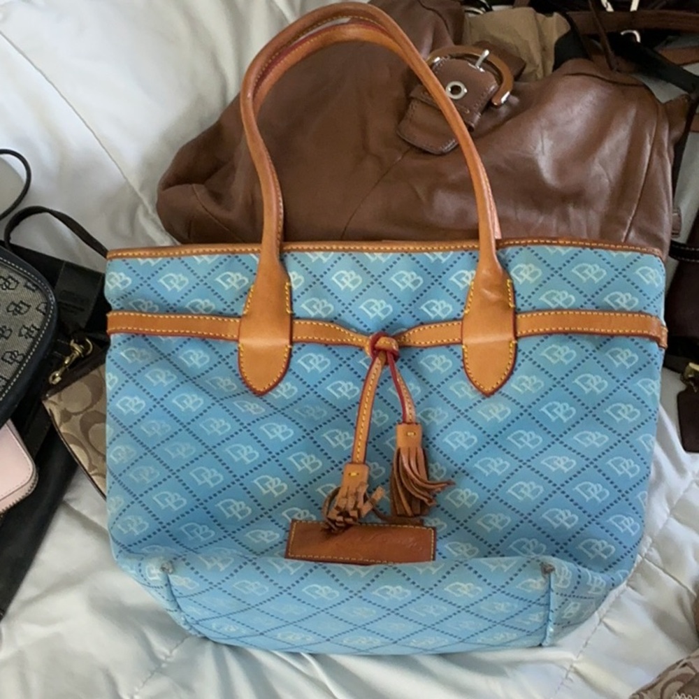 Dooney & Bourke Blue and Tan Tote Bag